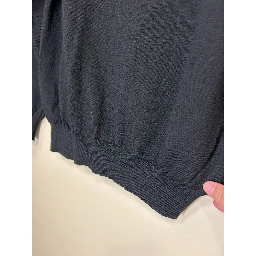 Mario Gilberti Sz MED Black Polo Collar Long Sleeve Sweater Minimalist Luxe Posh